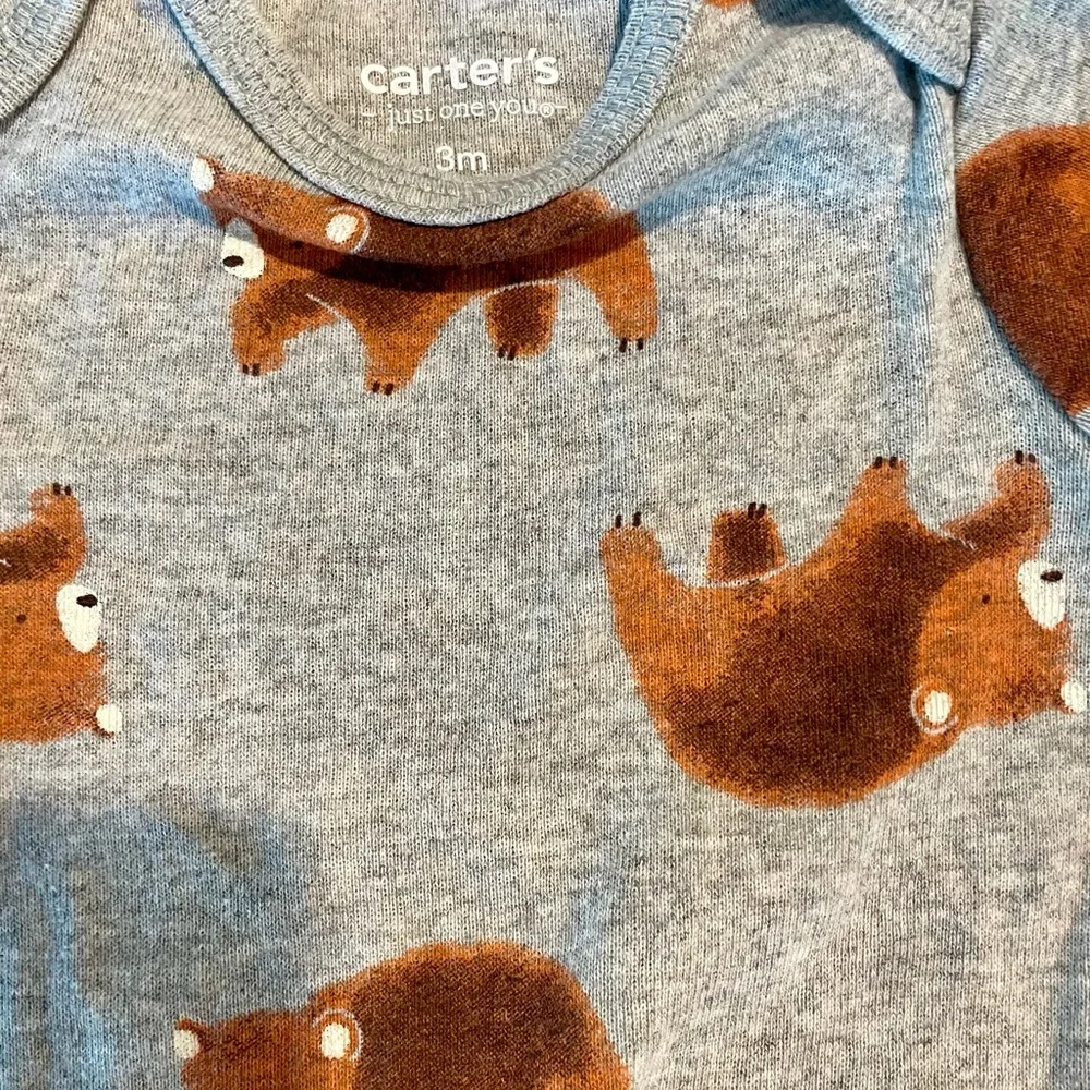 NWOT~ Baby Boy BUNDLE OF 2 long sleeves Onesies SZ: 3M Brown Bear Brown stripe